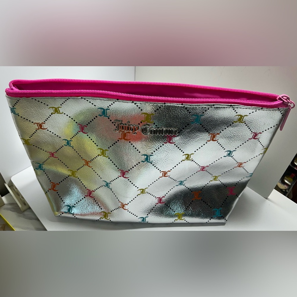 Juicy Couture Silver and Pink Women's Bag/Cosmetic Bag NWOT